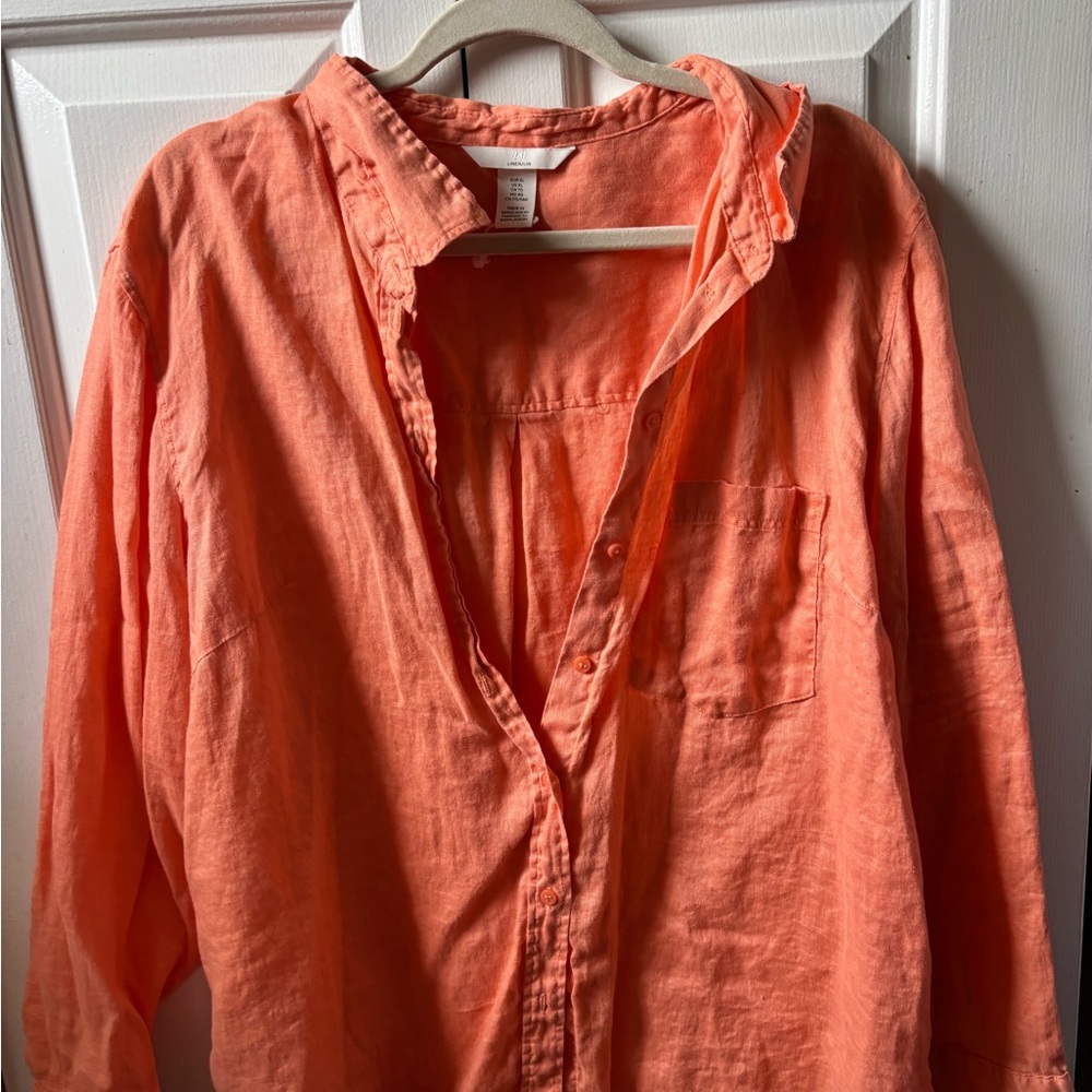 H&M Coral Button-Up Shirt